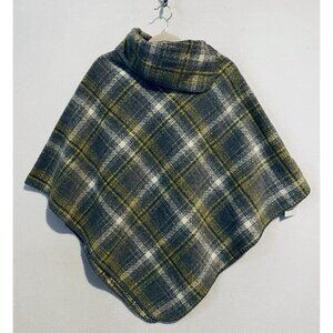 Belle Up Poncho Womens One Size Light Gray Plaid Box Her Out Lurex Knit Boho